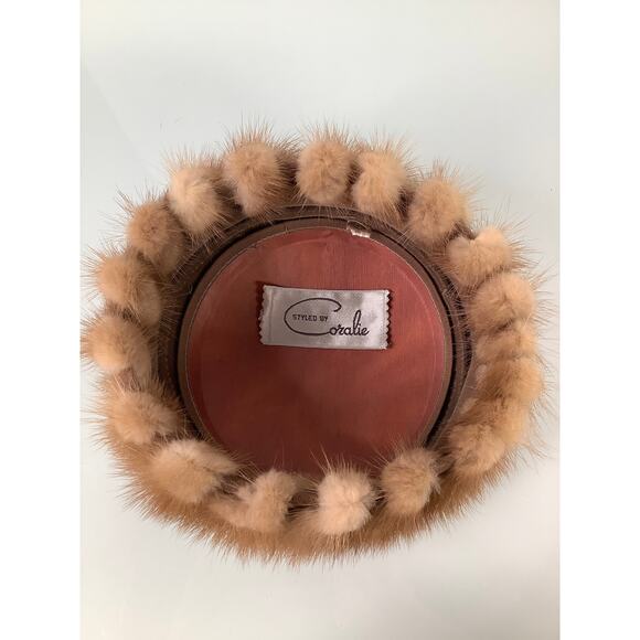 VTG Union Label Coralie Mink Fur Pill box hat SZ OSFM EUC main image 8